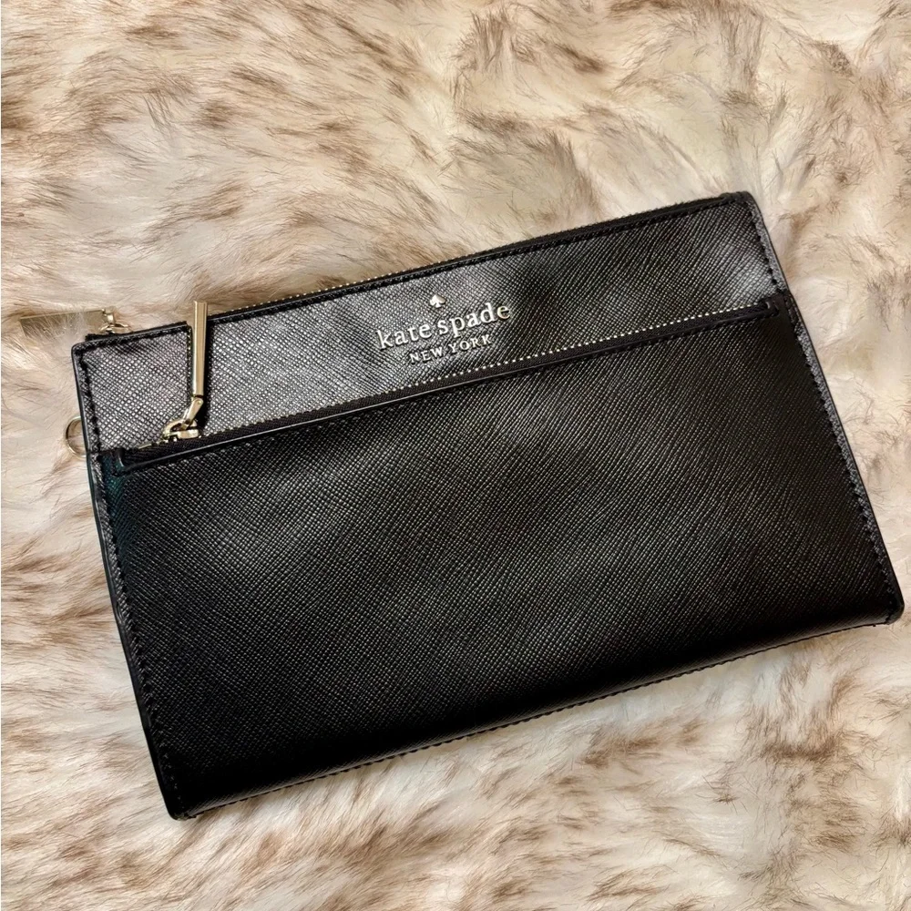 Kate Spade Staci Medium Saffiano Leather Wristlet - Black (no strap)